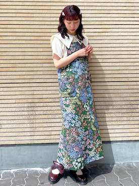 「merry jenny（メリージェニー）のアイテム（ジャンパースカート）」を使った、merry jenny 梅田店さん（レディース・154cm）の夏コーディネート