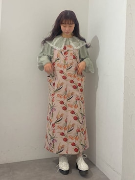「merry jenny（メリージェニー）のアイテム（ジャンパースカート）」を使った、merry jenny 梅田店さん（レディース・154cm）の冬コーディネート