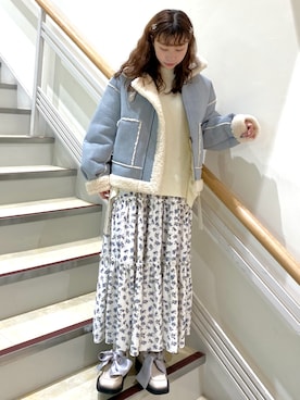 「merry jenny（メリージェニー）のアイテム（その他アウター）」を使った、merry jenny 梅田店さん（レディース・154cm）の冬コーディネート
