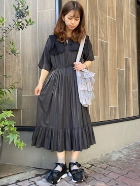 「merry jenny（メリージェニー）のレースダブルリボンスニーカー（その他シューズ）」を使った、merry jenny 梅田店さん（レディース・154cm）の夏コーディネート