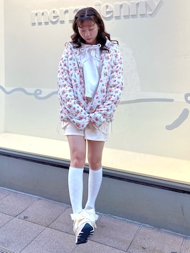 「フレンチガーリー」｜「アイテム（ナイロンジャケット）」を使った、merry jenny 梅田店さん（レディース・154cm）の秋コーディネート