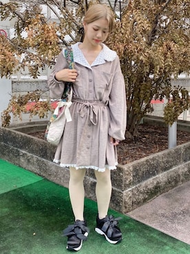 「アイテム（ワンピース、ピンク系）」を使った、merry jenny 梅田店さん（レディース・154cm）の夏コーディネート