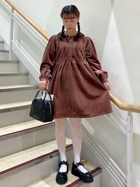 「ミニワンピ」｜merry jenny 梅田店さん（レディース・154cm）の秋コーディネート