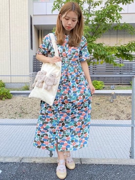 「merry jenny（メリージェニー）の箔グログランベルトシューズ（パンプス）」を使った、merry jenny 梅田店さん（レディース・154cm）の夏コーディネート