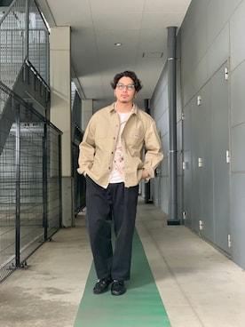 「SCHOTT」｜「アイテム（カバーオール）」を使った、Ryuji Abeさん（メンズ・176cm）の夏コーディネート