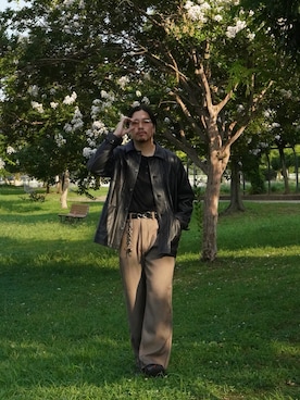 「schott（ショット）のアイテム（ブルゾン）」を使った、Ryuji Abeさん（メンズ・176cm）の夏コーディネート