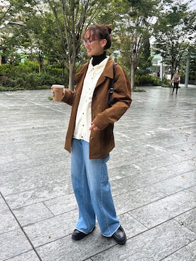 「アイテム（モカシン/デッキシューズ）」を使った、UMIさん（レディース・165cm）の秋コーディネート