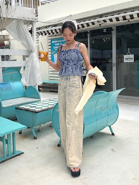 「アイテム（サンダル）」を使った、UMIさん（レディース・165cm）の夏コーディネート