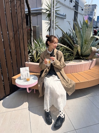 「Unblend（アンブレンド）の【Unblend】 コットン フレア ロングスカート（スカート）」を使った、UMIさん（レディース・165cm）の春コーディネート