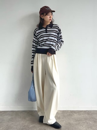 「NOGLE(ノグル)の【NOGLE/ノグル】ウエストタックワイドカーブスラックス(スラックス)」を使った、UMIさん(レディース・165cm)の秋コーディネート