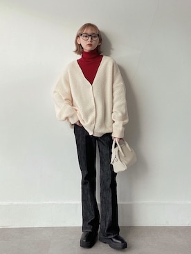 「each（イーチ）のアイテム」を使った、UMIさん（レディース・165cm）の冬コーディネート