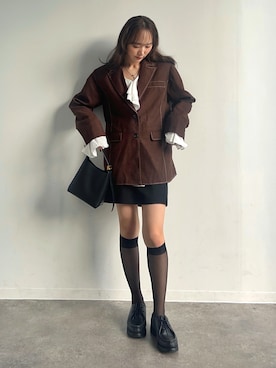 「アイテム（モカシン/デッキシューズ）」を使った、UMIさん（レディース・165cm）の秋コーディネート