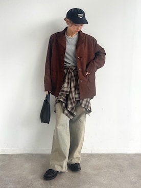 「アイテム（モカシン/デッキシューズ）」を使った、UMIさん（レディース・165cm）の秋コーディネート