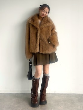 「ファーコート」｜「アイテム（ジャケット/アウター）」を使った、UMIさん（レディース・165cm）の冬コーディネート