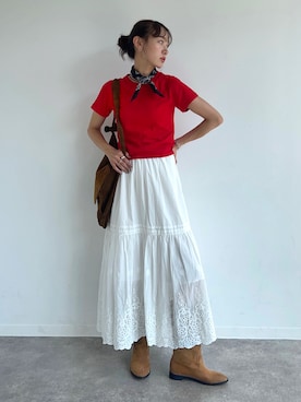 「アイテム（バンダナ/スカーフ）」を使った、UMIさん（レディース・165cm）の夏コーディネート