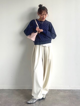 「SANSeLF（サンセルフ）の【SANSeLF】 フリルギャザーカットソー 長袖トップス スリムシルエット saw25a031（Tシャツ/カットソー）」を使った、UMIさん（レディース・165cm）の冬コーディネート