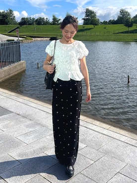 「CAPRICIEUX LE'MAGE（カプリシューレマージュ）のアイテム（Tシャツ/カットソー）」を使った、UMIさん（レディース・165cm）の夏コーディネート