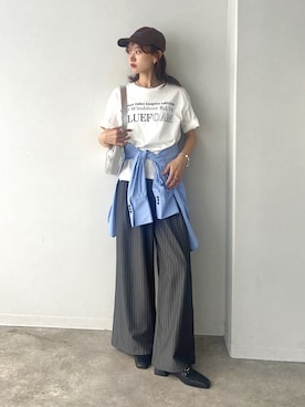 「NOGLE（ノグル）の【NOGLE/ノグル】ウエストフリルレーススラックス（スラックス、グレー系）」を使った、UMIさん（レディース・165cm）の春コーディネート