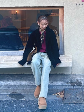 「アイテム（スウェット）」を使った、UMIさん（レディース・165cm）の秋コーディネート