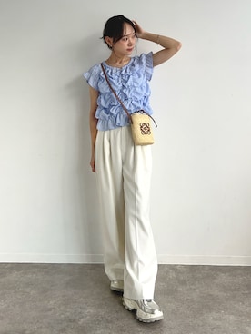 「agnes b.（アニエスベー）のアイテム」を使った、UMIさん（レディース・165cm）の夏コーディネート