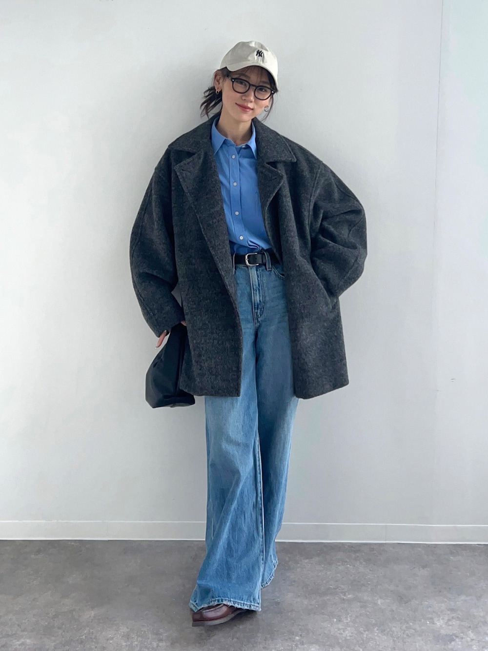 NOGLE ノグル／ウールモヘアシャギーミドルオーバーコート