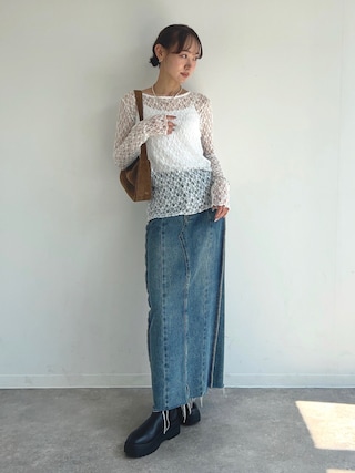 「NOGLE（ノグル）の【NOGLE/ノグル】2wayレーストップス（Tシャツ/カットソー）」を使った、UMIさん（レディース・165cm）の夏コーディネート