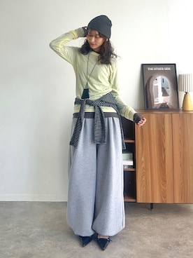 「MIRROR STOKE（ミラーストーク）のアイテム」を使った、UMIさん（レディース・165cm）の夏コーディネート
