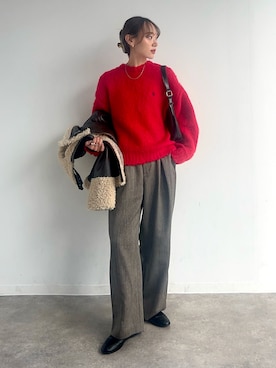 「アイテム（ヘアアクセサリー）」を使った、UMIさん（レディース・165cm）の秋コーディネート