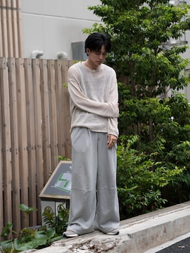 「アイテム（スウェットパンツ）」を使った、KAIさん（メンズ・183cm）の夏コーディネート