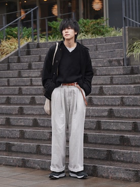 「CASPER JOHN（キャスパージョン）のアイテム（ミリタリージャケット）」を使った、KAIさん（メンズ・183cm）の冬コーディネート