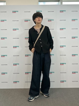 「CASPER JOHN（キャスパージョン）のCow leather mesh belt/カウレザーメッシュベルト（ベルト）」を使った、KAIさん（メンズ・183cm）の春コーディネート