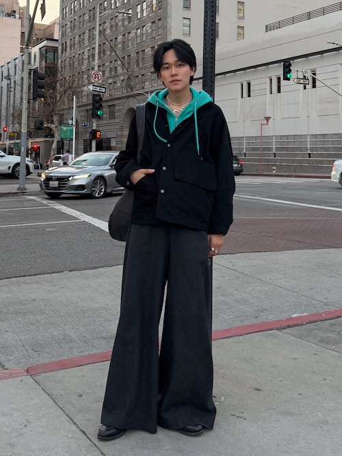 「CASPER JOHN（キャスパージョン）のKnit parka/ニットパーカー（パーカー）」を使った、KAIさん（メンズ・183cm）の冬コーディネート