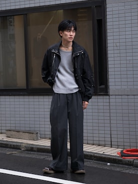 「アイテム（スラックス）」を使った、KAIさん（メンズ・183cm）の秋コーディネート