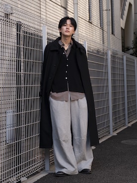 「アイテム（スウェットパンツ）」を使った、KAIさん（メンズ・183cm）の冬コーディネート