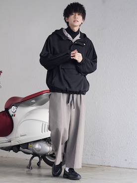 「MAISON SPECIAL（メゾンスペシャル）のアイテム（スラックス）」を使った、KAIさん（メンズ・183cm）の冬コーディネート