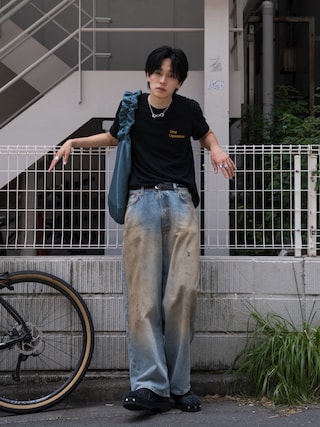 「OUAT(オーユーエーティー)のOUAT (オーユーエーティー) OFFICE BAG O007043BAG(ショルダーバッグ)」を使った、KAIさん(メンズ・183cm)の夏コーディネート