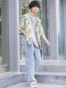 「MAISON SPECIAL（メゾンスペシャル）のアイテム（サンダル）」を使った、KAIさん（メンズ・183cm）の夏コーディネート