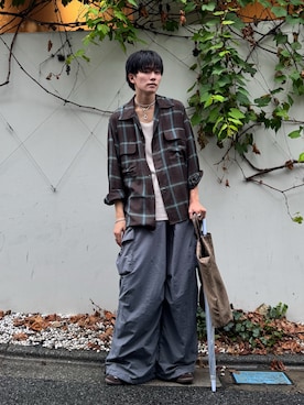 「アイテム（カーゴパンツ）」を使った、KAIさん（メンズ・183cm）の秋コーディネート