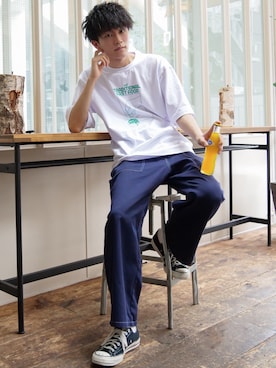 「RAGEBLUE（レイジブルー）のアイテム（Tシャツ/カットソー）」を使った、KAIさん（メンズ・183cm）の夏コーディネート