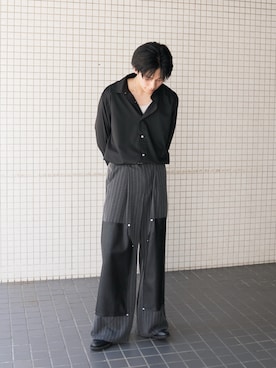 「CASPER JOHN（キャスパージョン）のアイテム（スラックス）」を使った、KAIさん（メンズ・183cm）の秋コーディネート