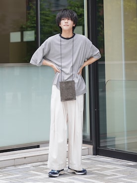 「my beautiful landlet（マイビューティフルランドレット）のアイテム（バッグ）」を使った、KAIさん（メンズ・183cm）の夏コーディネート