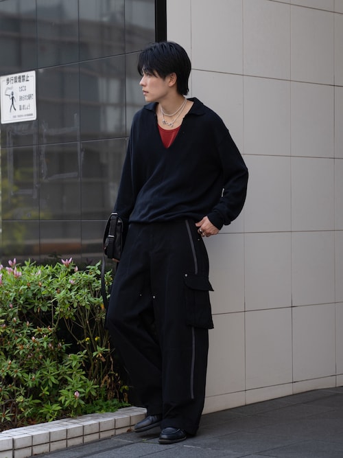 「LAPIIS（ラピス）のCOTTON CASHMERE SKIPPER KNIT（ニット/セーター）」を使った、KAIさん（メンズ・183cm）の春コーディネート
