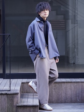 「MAISON SPECIAL（メゾンスペシャル）のアイテム（スラックス）」を使った、KAIさん（メンズ・183cm）の冬コーディネート