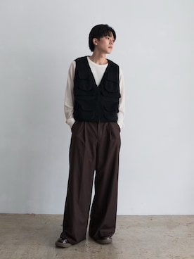 「アイテム（ベスト）」を使った、KAIさん（メンズ・183cm）の秋コーディネート