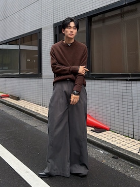 「アイテム（スラックス、グレー系）」を使った、KAIさん（メンズ・183cm）の秋コーディネート