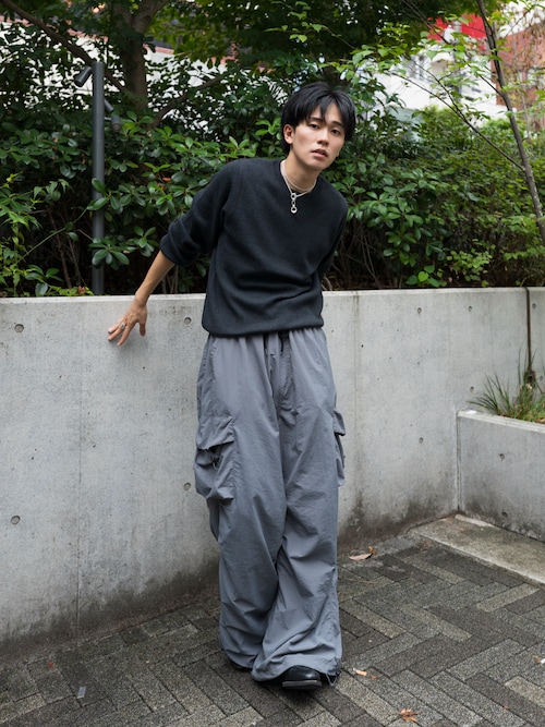 ワイドシルエット ウエストゴム ナイロン カーゴパンツ XXK4227