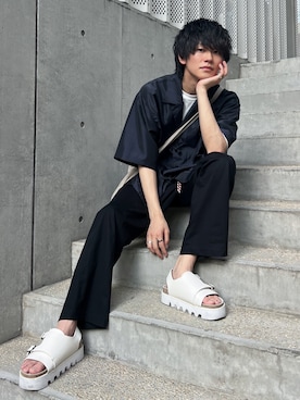 「MAISON SPECIAL（メゾンスペシャル）のアイテム（サンダル）」を使った、KAIさん（メンズ・183cm）の春コーディネート