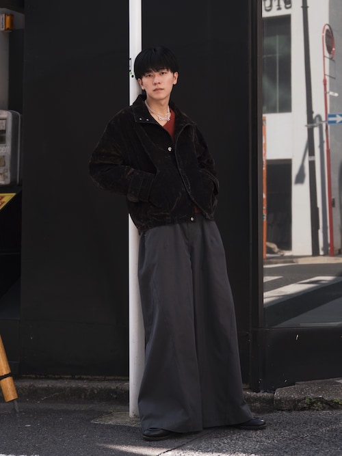 Flocked denim high neck blouson / フロッキーデニムハイネック