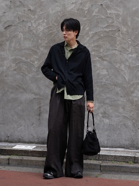 「JOURNAL STANDARD relume（ジャーナルスタンダード　レリューム）のJAMES FABRIC / ジェームスファブリック ヘザーブラッシュ ネルシャツ（シャツ/ブラウス、グリーン系）」を使った、KAIさん（メンズ・183cm）の春コーディネート