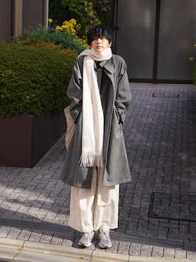 「マイベストコーデ2022」｜「アイテム（ステンカラーコート）」を使った、KAIさん（メンズ・183cm）の冬コーディネート